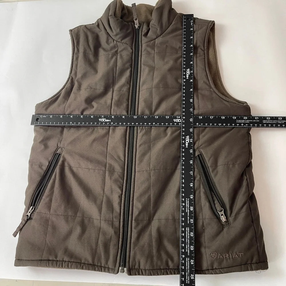 Ariat Vest Mens S Brown Fleece Lined Quilted Full Zip Cowboy Workwear Outdoor